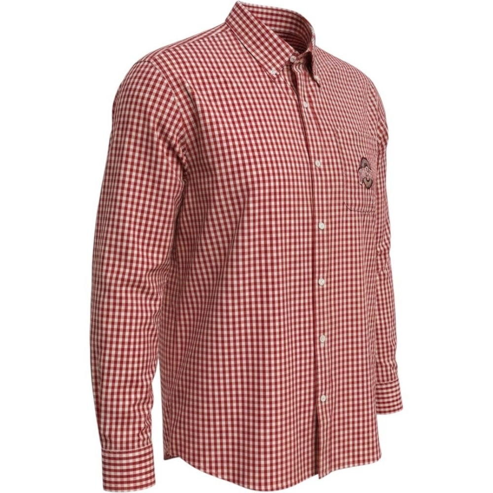 Ohio State Buckeyes Scarlet & Gray Red Check Embroidered Shirt Men's XXL